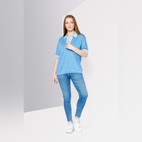 Lacoste Spread Collar Brand Logo Polo Shirt in Blue Size M Loose Fit - Picture 3 of 12